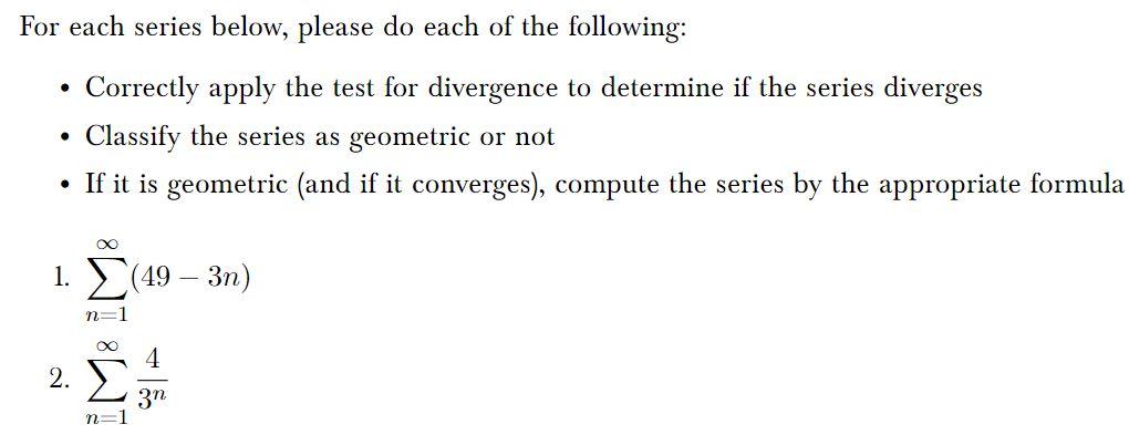 Solved For each series below, please do each of the | Chegg.com