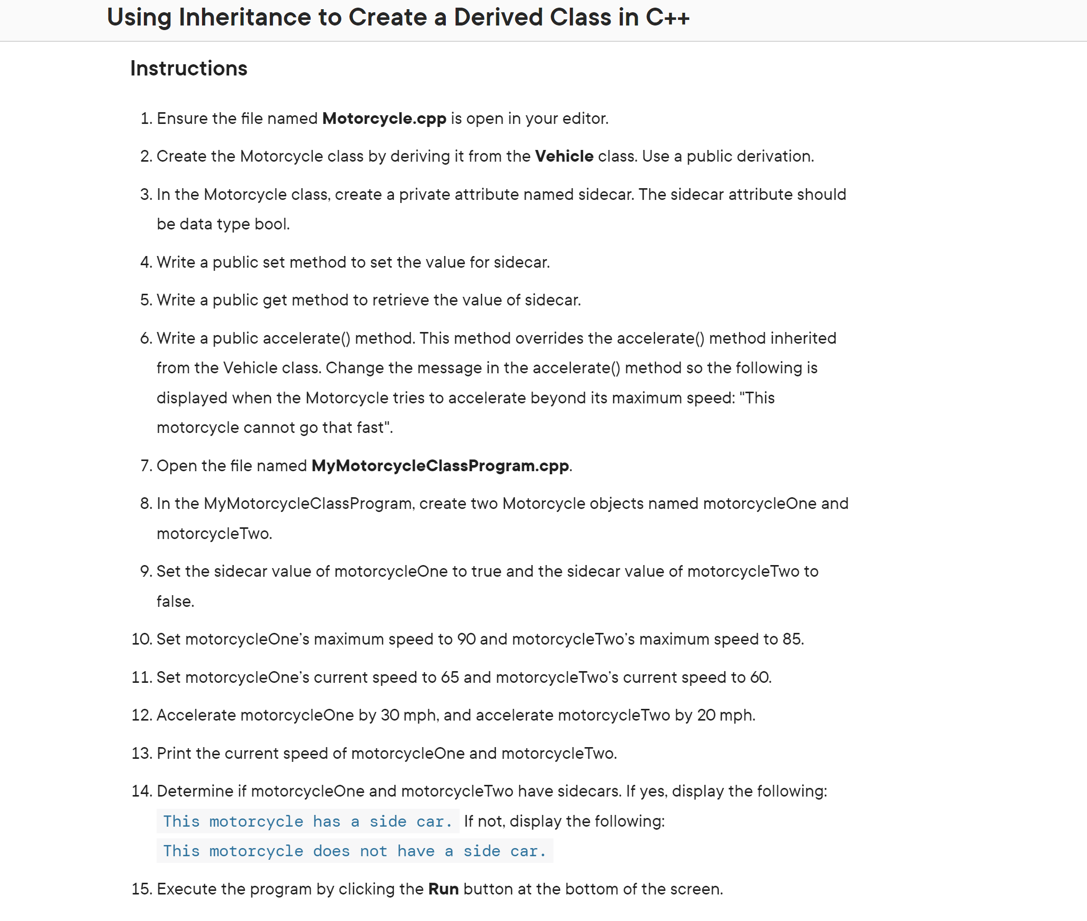 Solved \begin{tabular}{l|l} 1 & /// Motorcycle.cpp \\ 2 & | Chegg.com