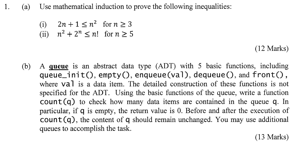 Solved 1. (a) Use Mathematical Induction To Prove The | Chegg.com