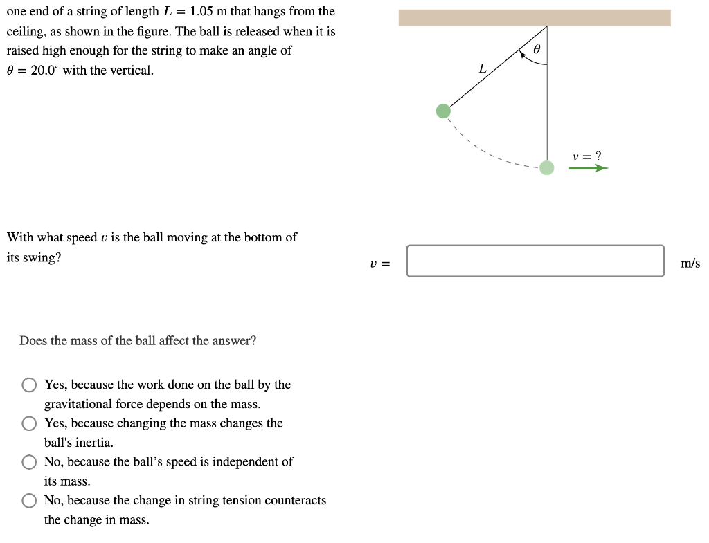 Solved one end of a string of length L = 1.05 m that hangs | Chegg.com