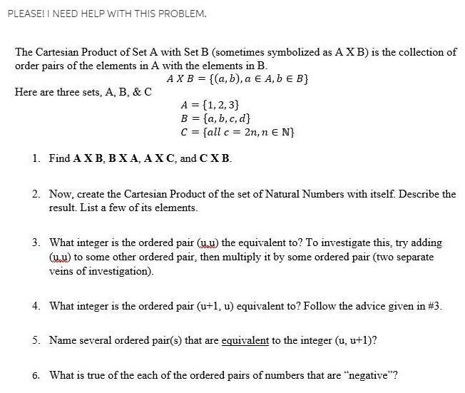 Solved PLEASE! I NEED HELP WITH THIS PROBLEM. The Cartesian | Chegg.com