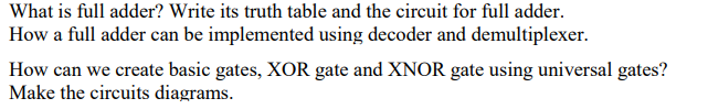 full adder using 3 to 8 decoder truth table