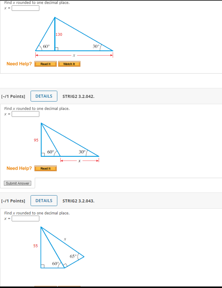 Solved 13. -/1 points SAlg Trig3 6.2.043. Find x rounded to