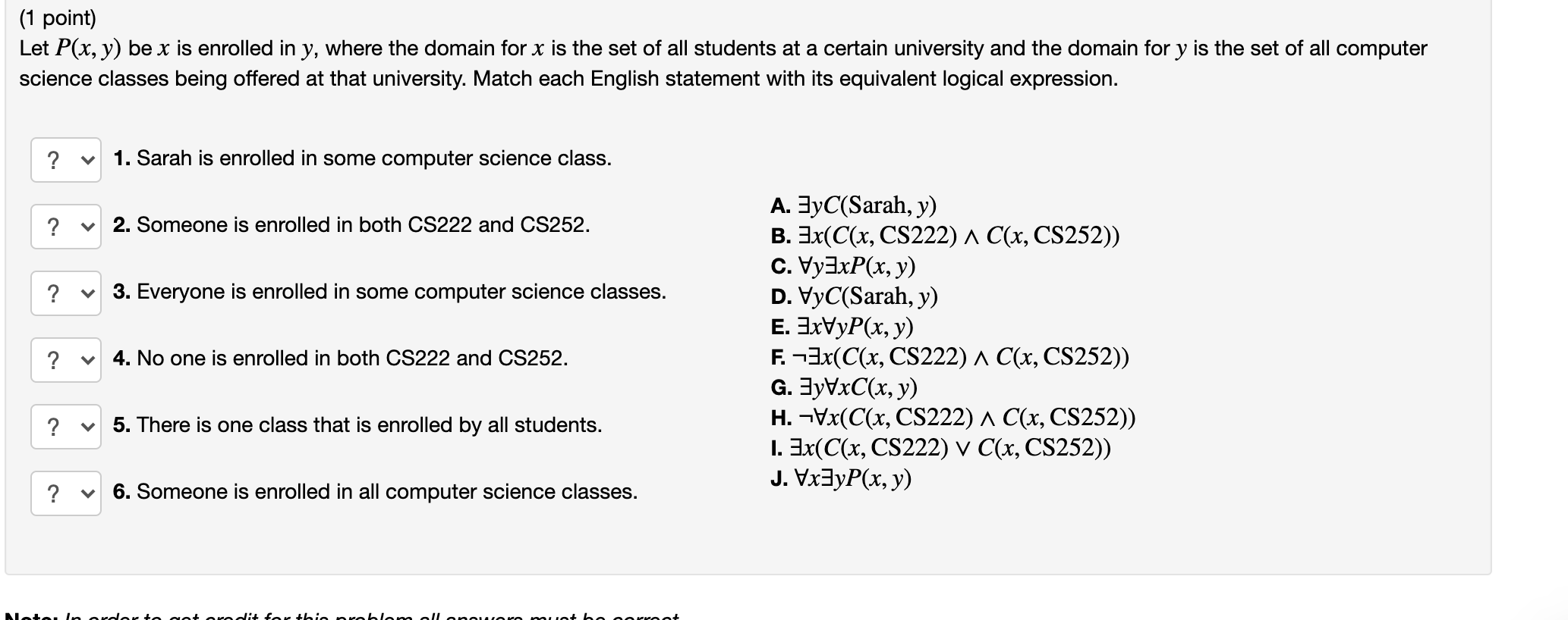 Solved 1 Point Define The Following Predicates A X Chegg Com