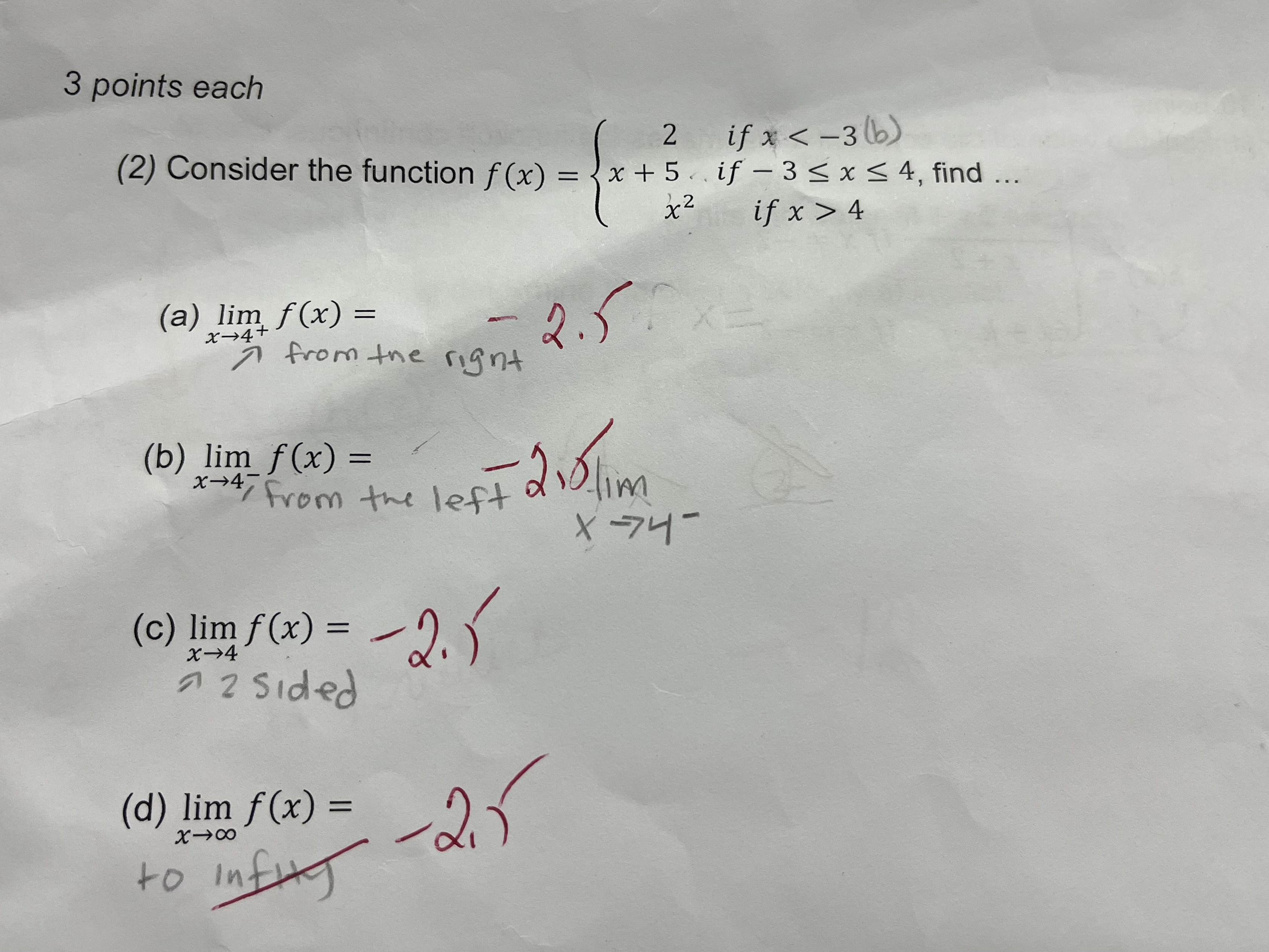 Solved points each (2) Consider the function f(x)=⎩⎨⎧2x+5x2 | Chegg.com