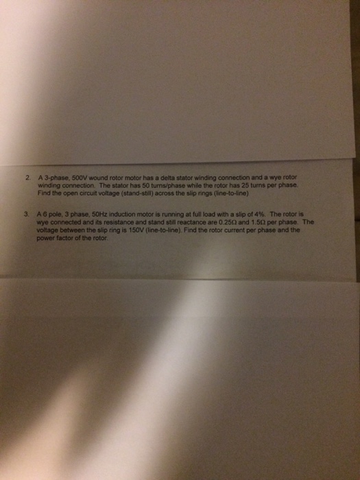 Solved A 3-phase, 500V wound rotor motor has a delta stator | Chegg.com