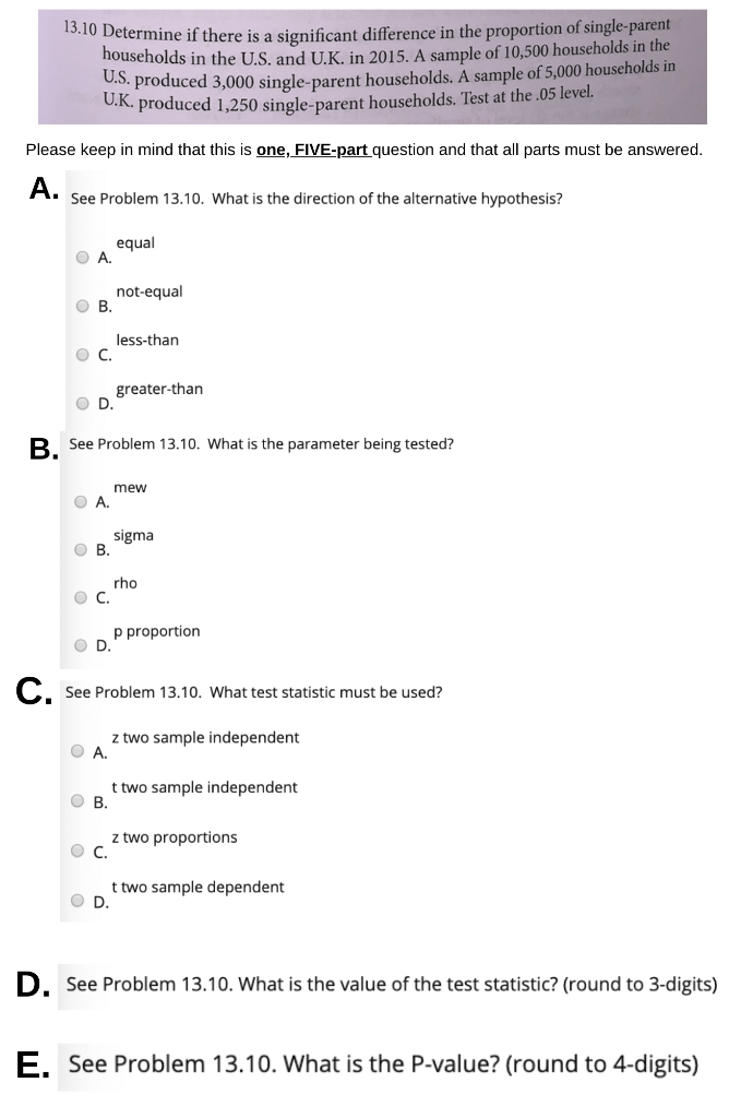 Significant Difference Questions Solved Determine if there is a significant difference in the | Chegg.com