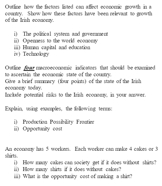 Solved Outline how the factors listed can affect economic | Chegg.com