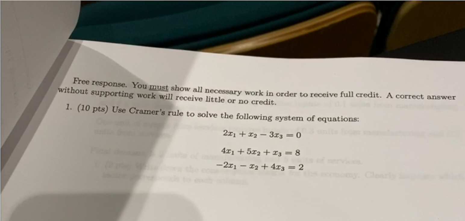Solved Free response. You must show all necessary work in | Chegg.com