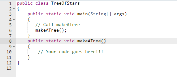Solved public class TreeOfStars 2∗{ 3 public static void | Chegg.com