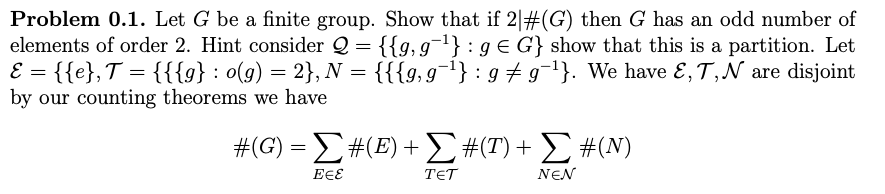 Solved Problem 0.1. Let G be a finite group. Show that if 2 | Chegg.com