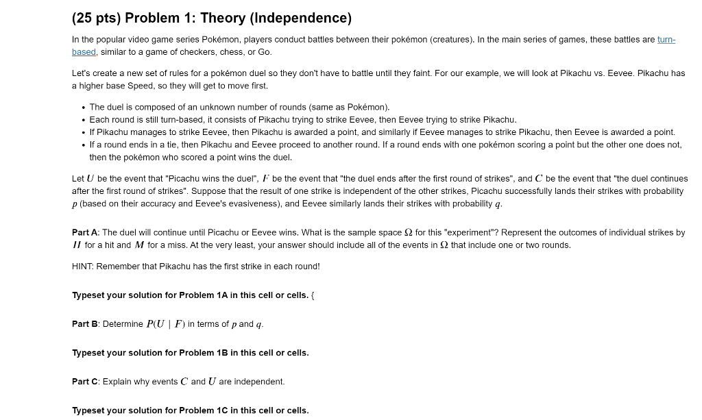 Solved 25 Pts Problem 1 Theory Independence In The P Chegg Com