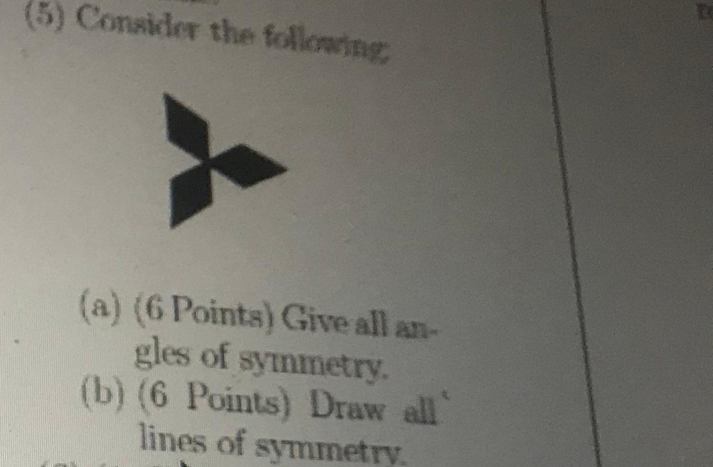 Solved (5) Consider the following (a) (6 Pointa) Give all | Chegg.com