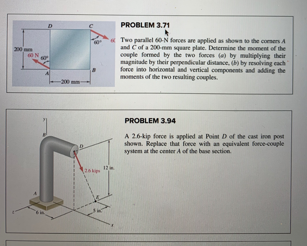 Solved PROBLEM 3.56 10 in. A force P acts on the frame shown | Chegg.com