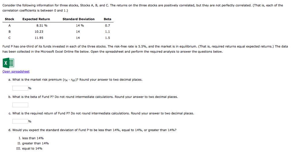 Solved Consider The Following Information For Three Stocks, | Chegg.com