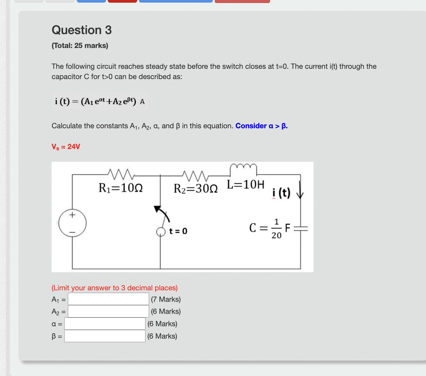 Solved Question 3(Total: 25 ﻿marks)The following circuit | Chegg.com