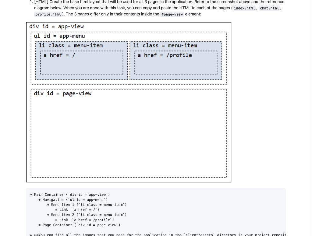 Solved 1. [HTML] Create the base html layout that will be | Chegg.com