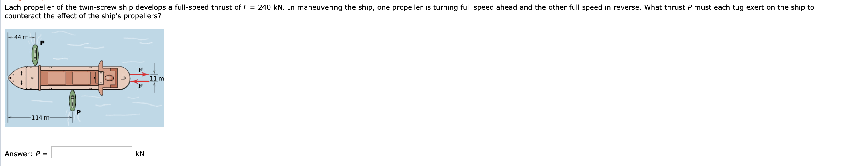 Solved Each propeller of the twin-screw ship develops a | Chegg.com