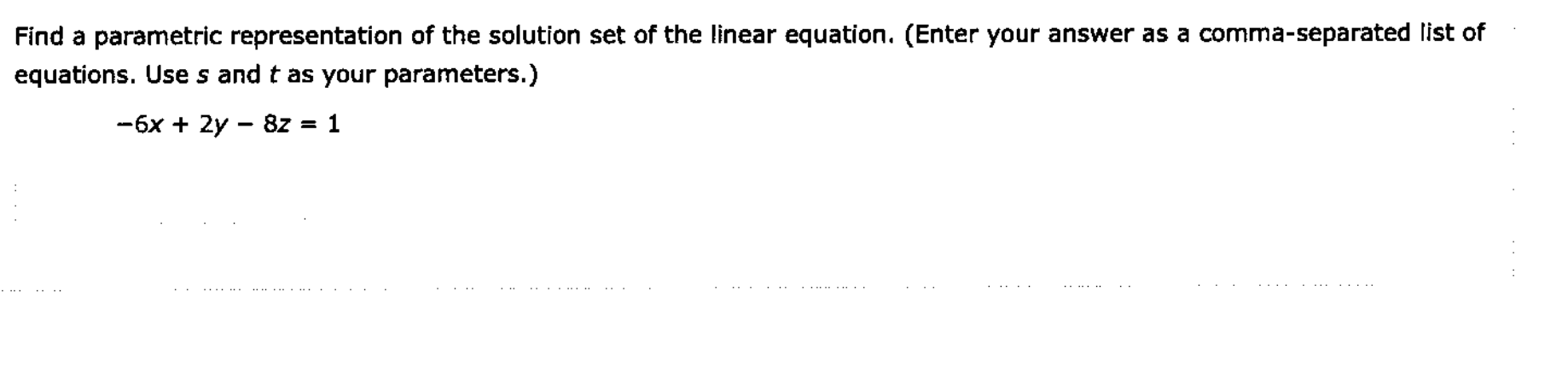 Solved Find a parametric representation of the solution set | Chegg.com