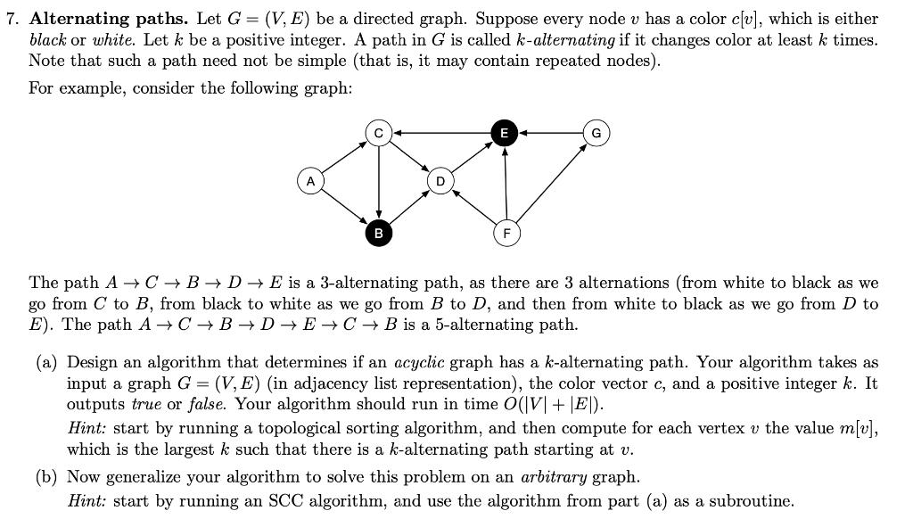 Solved 3 Alternating Paths Redux Consider Again The Al Chegg Com