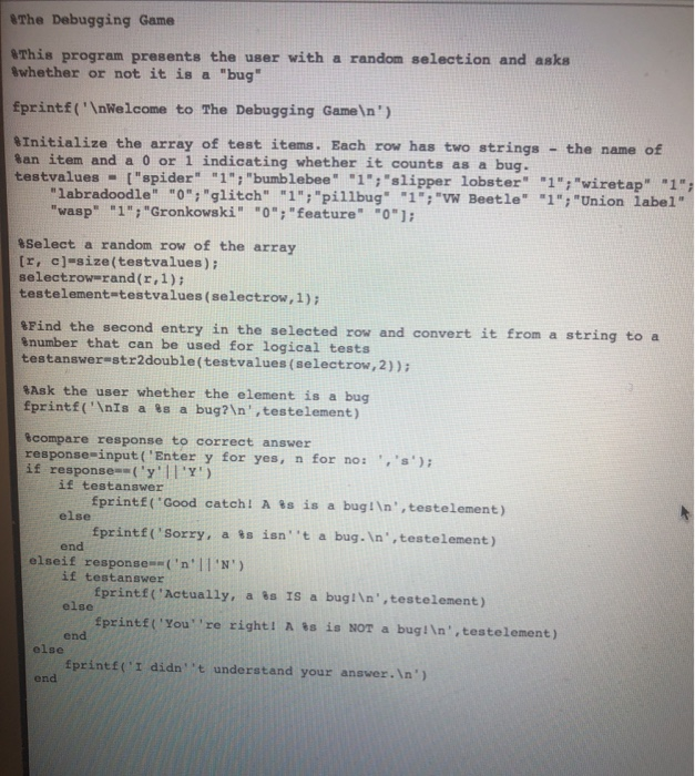 Solved When I run this in Matlab it says the following. What | Chegg.com