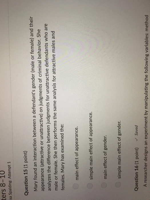 Solved ters 8-10 isa Spalding: Attempt 1 Question 15(1 | Chegg.com