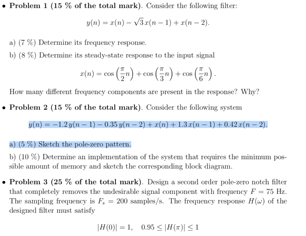 Solved Problem 1 15 Of The Total Mark Consider The Chegg Com