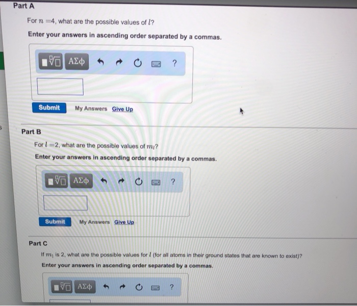 Solved: Part A For N =4, What Are The Possible Values Of L... | Chegg.com