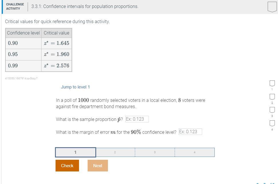 Solved CHALLENGE ACTIVITY 3.3.1: Confidence intervals for | Chegg.com
