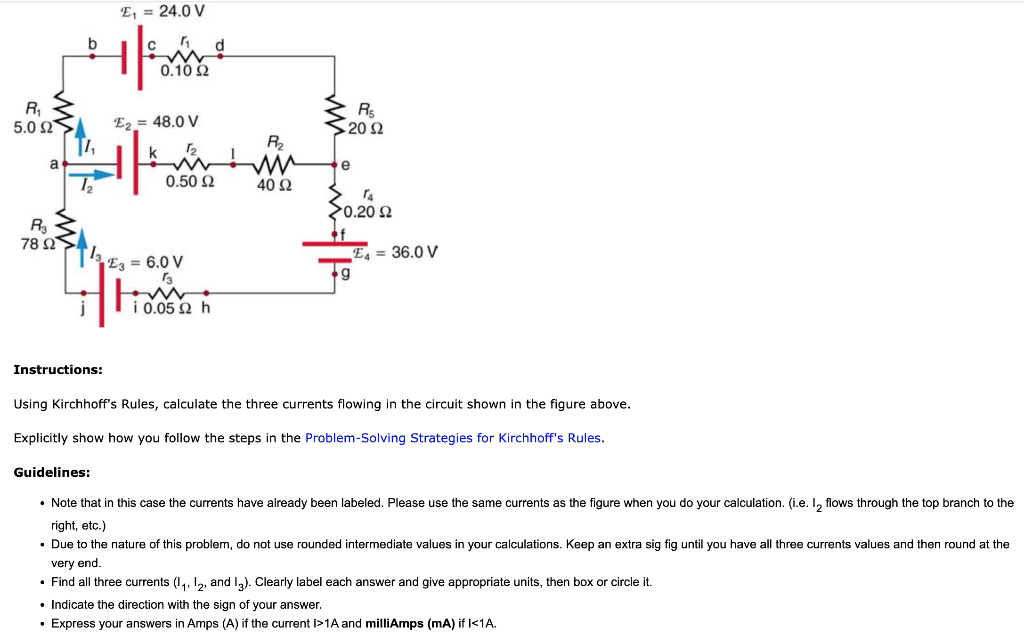 Solved Using Kirchhoff's Rules, Calculate The Three Currents | Chegg.com