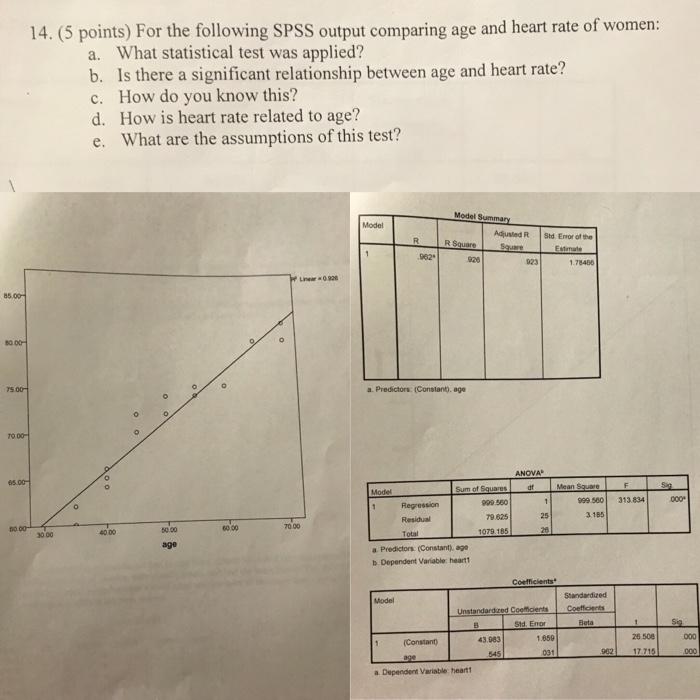 Solved 14. (5 points) For the following SPSS output | Chegg.com