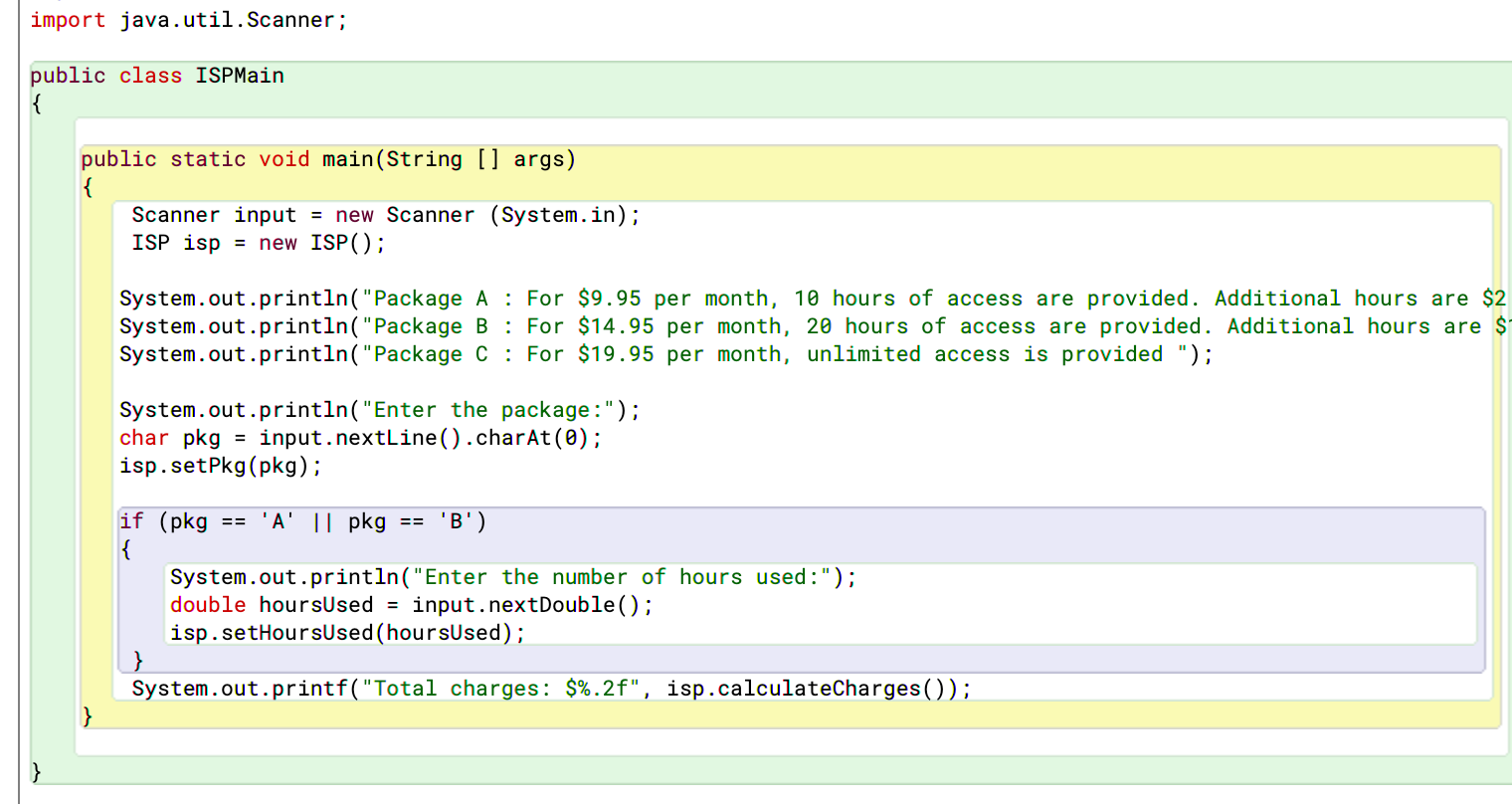 Solved 1. Add to the ISP class from Activity 1 a method | Chegg.com