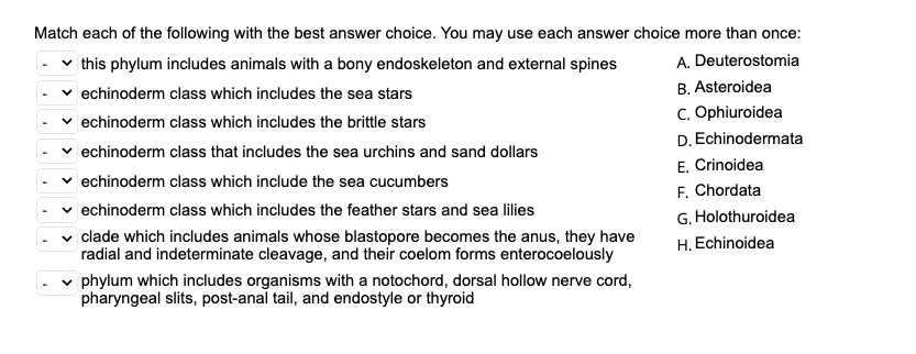 Solved Match each of the following with the best answer | Chegg.com