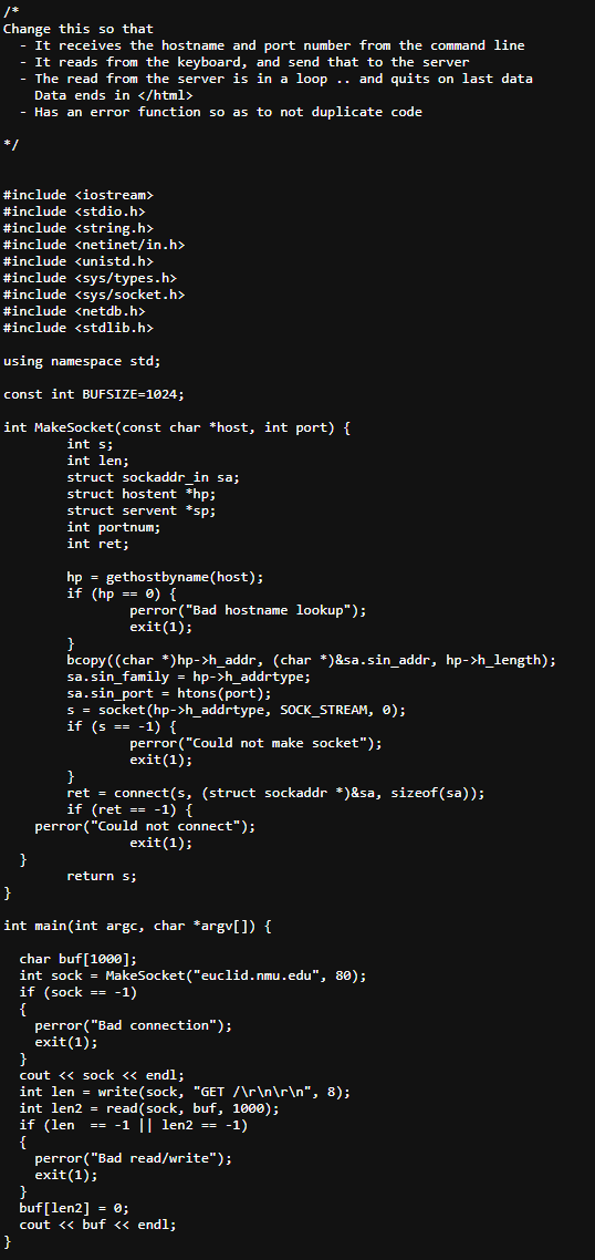 Solved I**Change this so thatIt receives the hostname and | Chegg.com