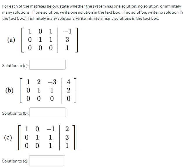 Solved For each of the matrices below, state whether the | Chegg.com