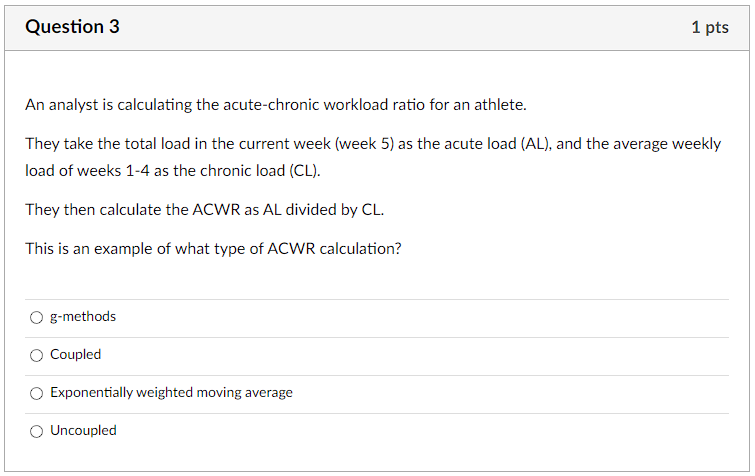 Solved An analyst is calculating the acute-chronic workload | Chegg.com