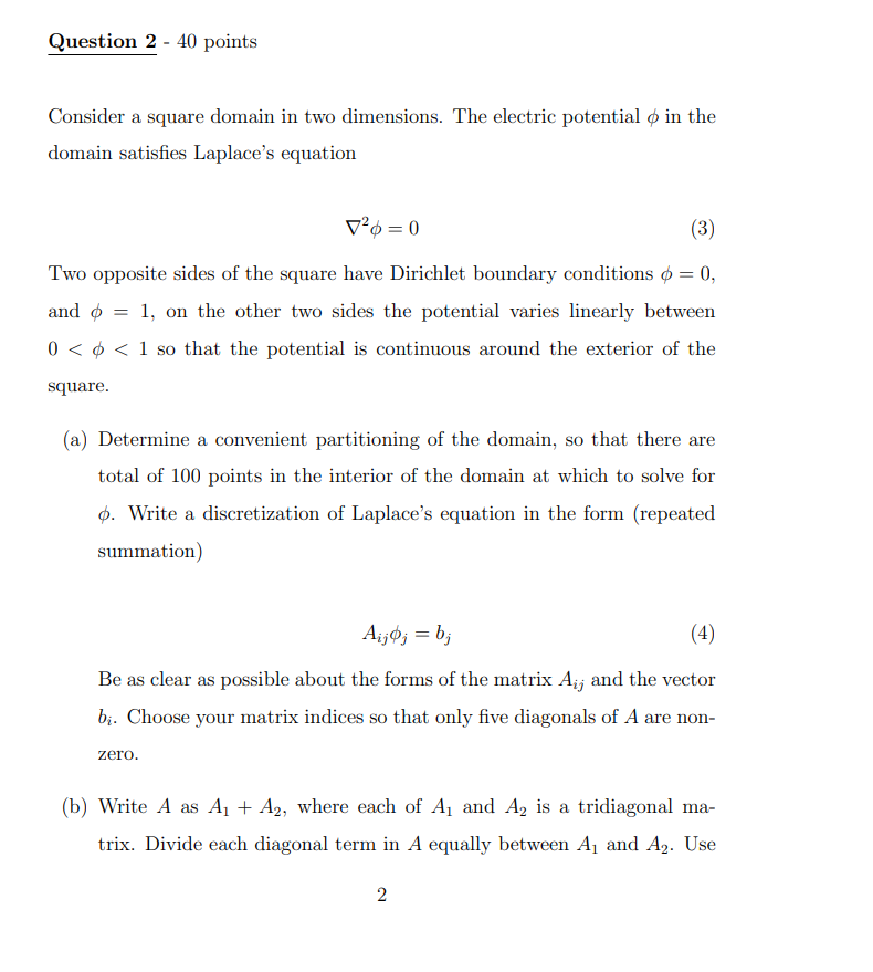 Solved Consider a square domain in two dimensions. The | Chegg.com