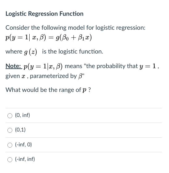 Solved Logistic Regression Function Consider The Following | Chegg.com