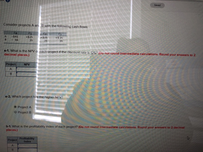 Solved What is the NPV of each project if the discount rate