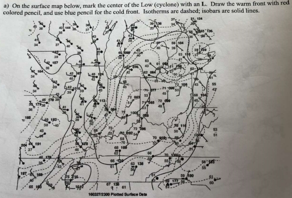 Solved a) On the surface map below, mark the center of the | Chegg.com