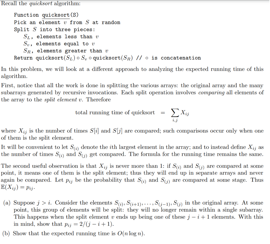 Recall The Quicksort Algorithm Function Quicksort Chegg Com