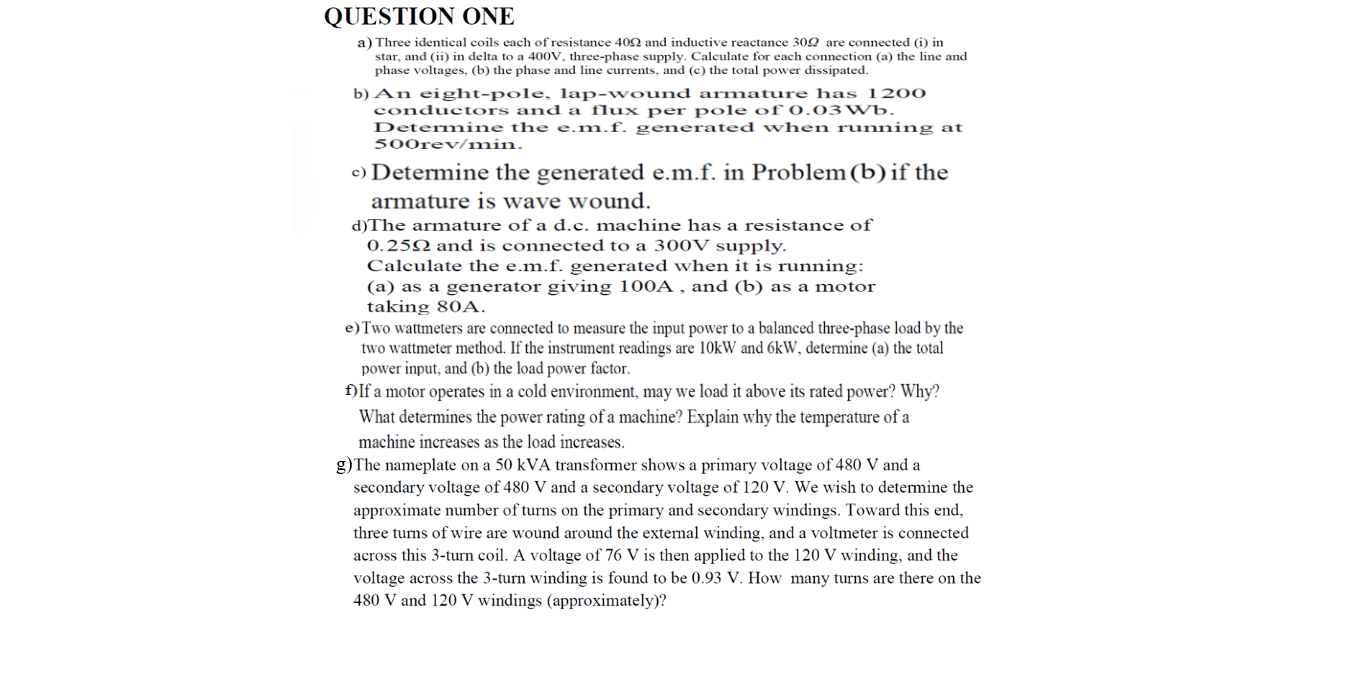 Solved QUESTION ONE a) Three identical coils each of | Chegg.com