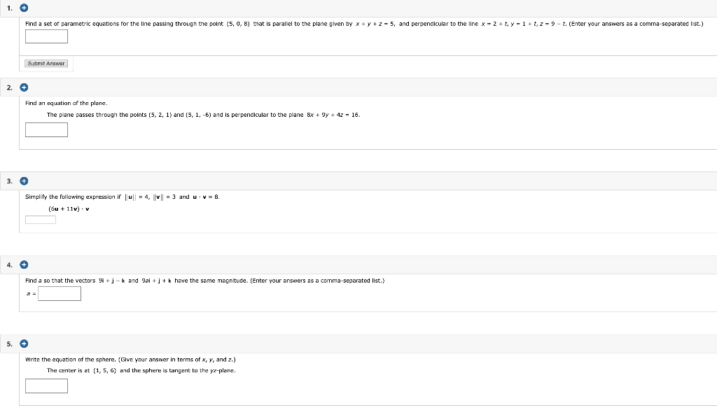 Solved 1. + Find a set of parametric equations for the line | Chegg.com