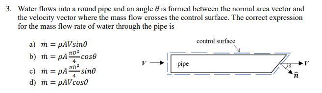 Solved 3. Water flows into a round pipe and an angle is | Chegg.com