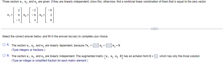 Solved Three vectors v1,v2, and v3 are given. If they are | Chegg.com