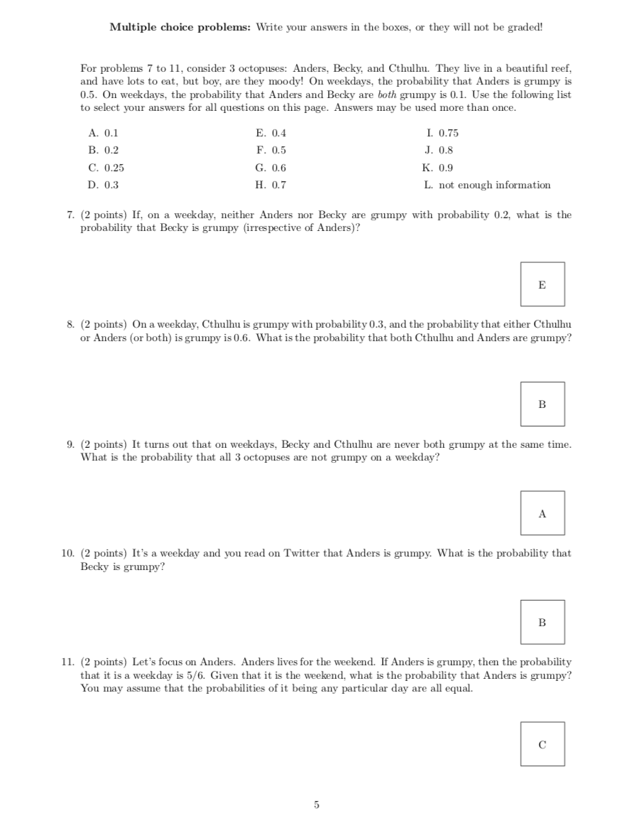 Solved Probability Questions. Answers given. Easy for | Chegg.com