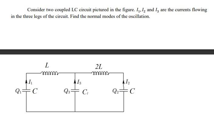 Solved Consider two coupled LC circuit pictured in the | Chegg.com