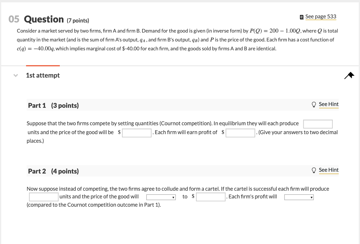 Solved 05 Question (7 points) e See page 533 Consider a | Chegg.com