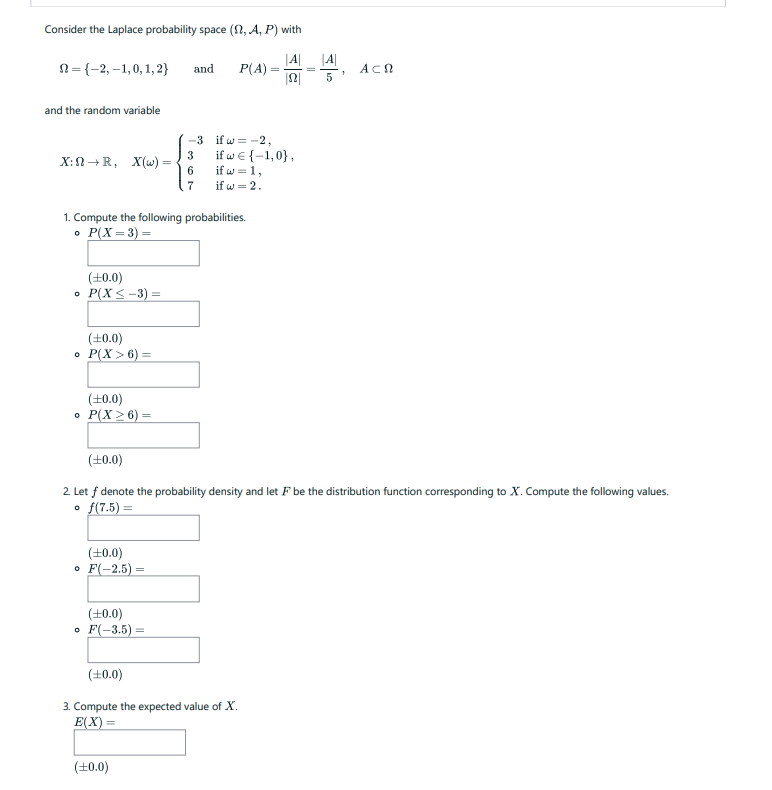 Solved Consider the Laplace probability space (Ω,A1P) with | Chegg.com