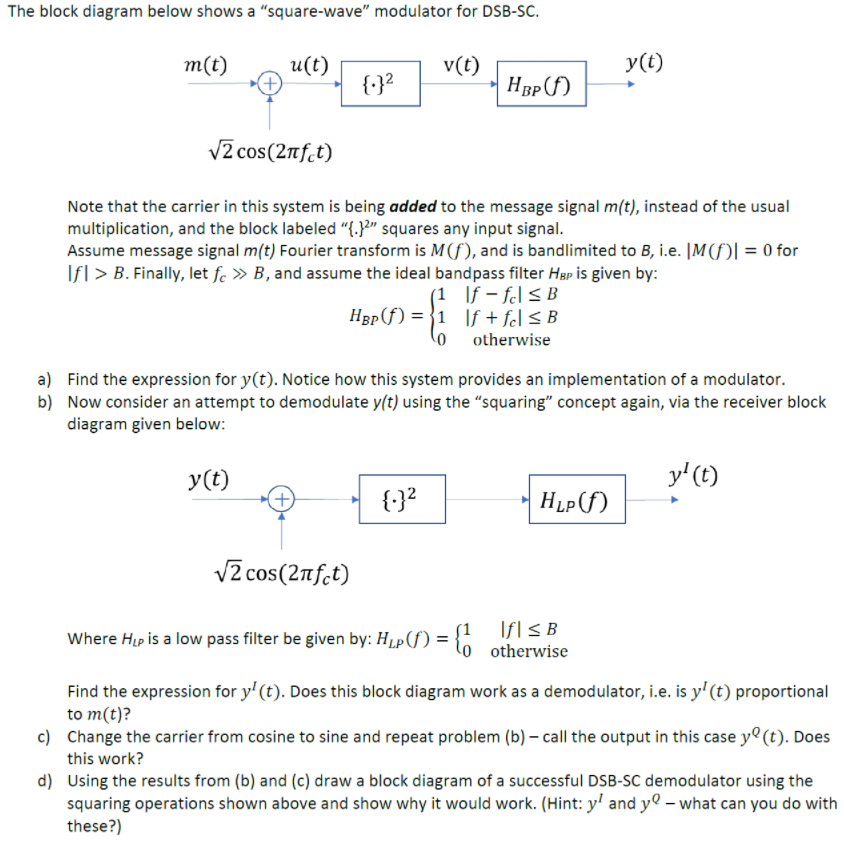 Solved The block diagram below shows a “square-wave” | Chegg.com